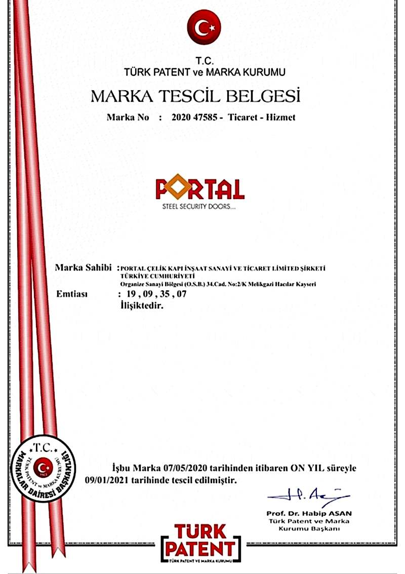 Portal Çelik Kapı Belgelerimiz